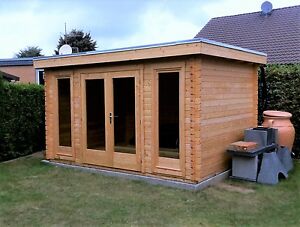 Flachdach Gartenhaus Blockhaus 3 9x3 9m 40mm Holz Melle Eb40204f18 Discount Baustoff